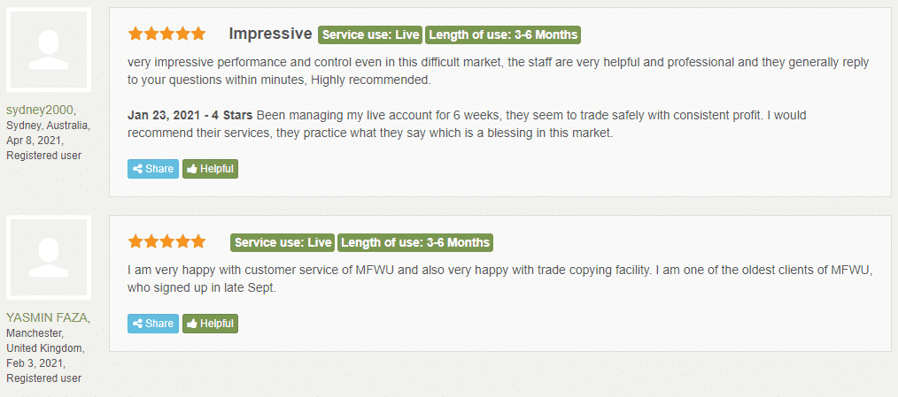 User reviews