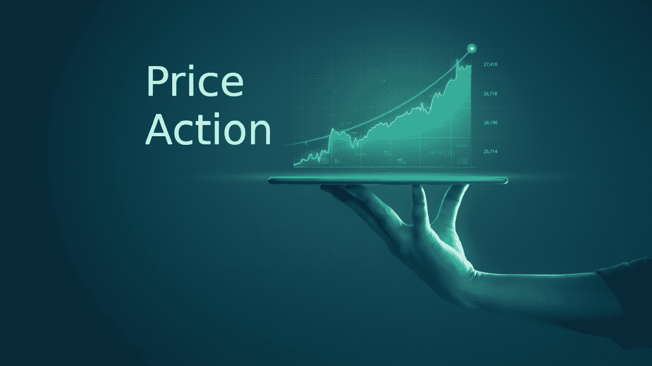 The text "price action" on the green background