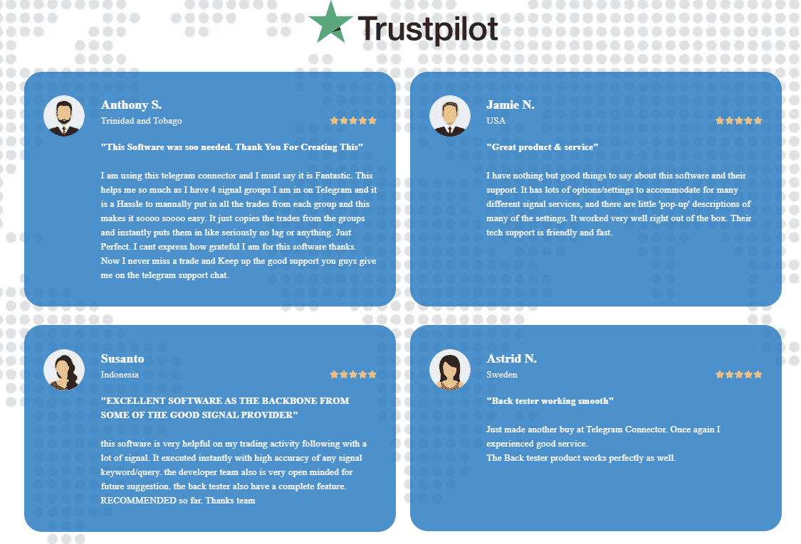 Telegram Connector people’s testimonials