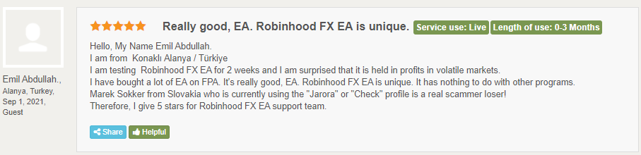 Customer review on FPA