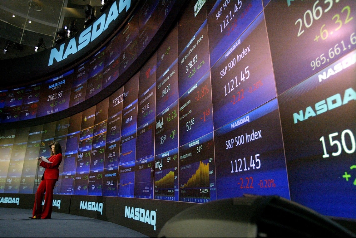 NASDAQ and many big screens