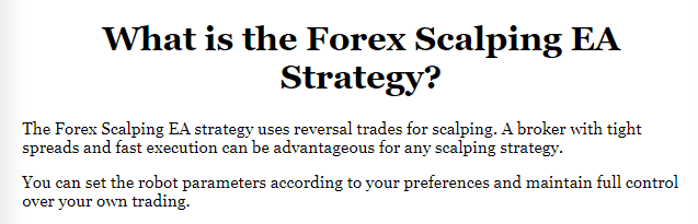 Strategy used by Forex Scalping EA