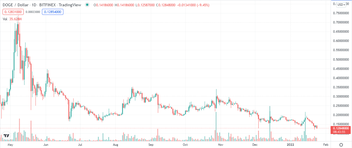 Dogecoin 1Y price chart