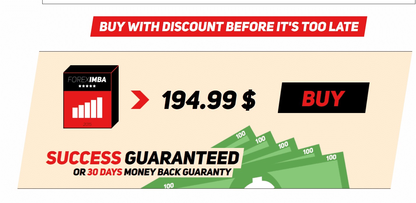 Pricing of the EA on Foreximba website