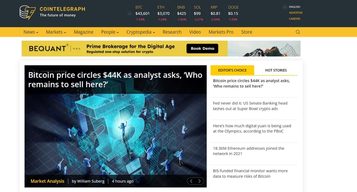 CoinTelegraph.com homepage