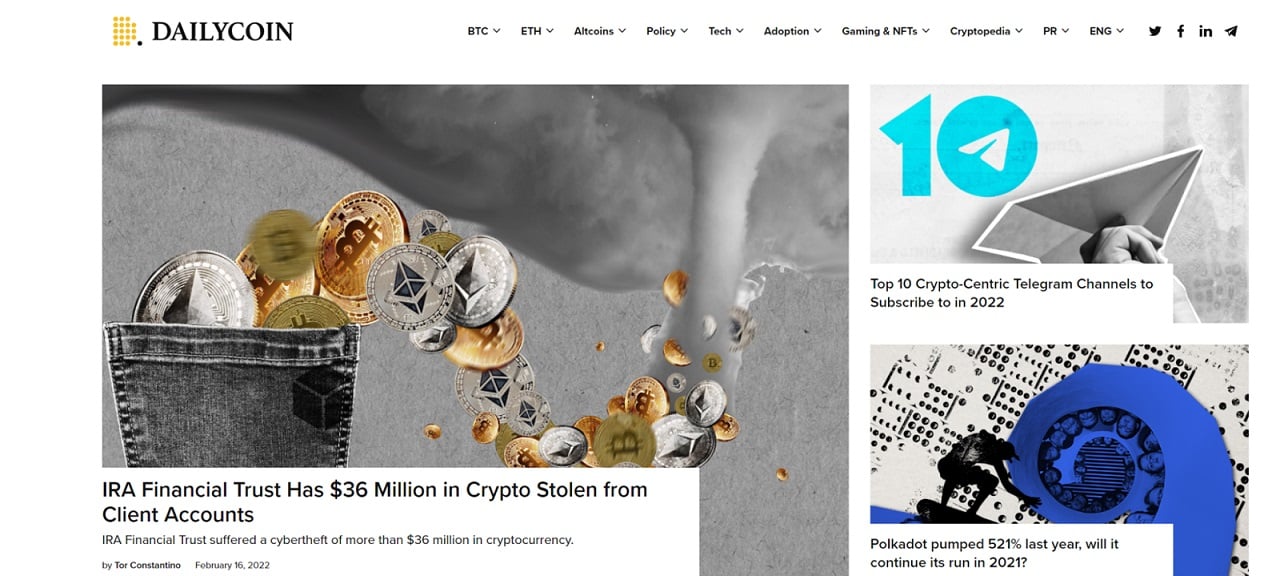 DailyCoin.com homepage