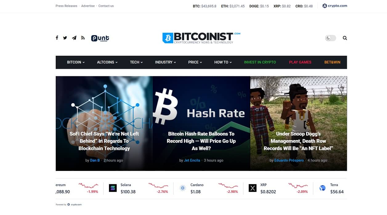 Bitcoinest.com homepage