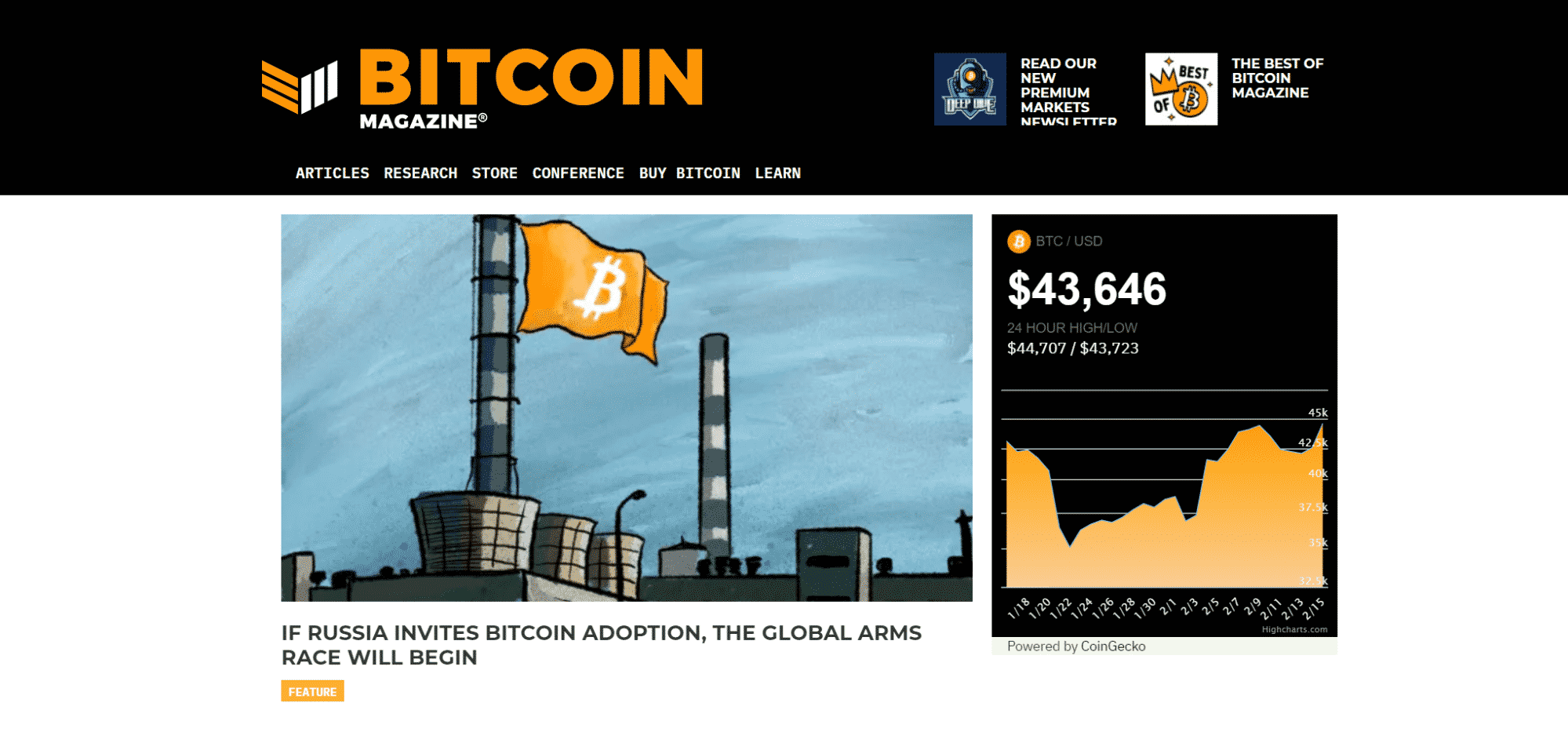 BitcoinMagazine.com homepage