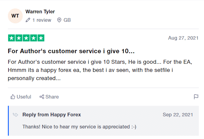 Customer review at Trustpilot