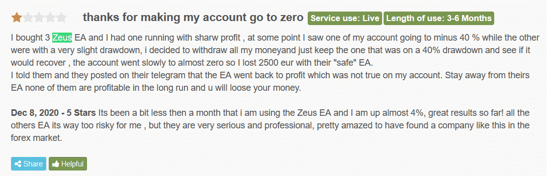 Customer review at Forex Peace Army