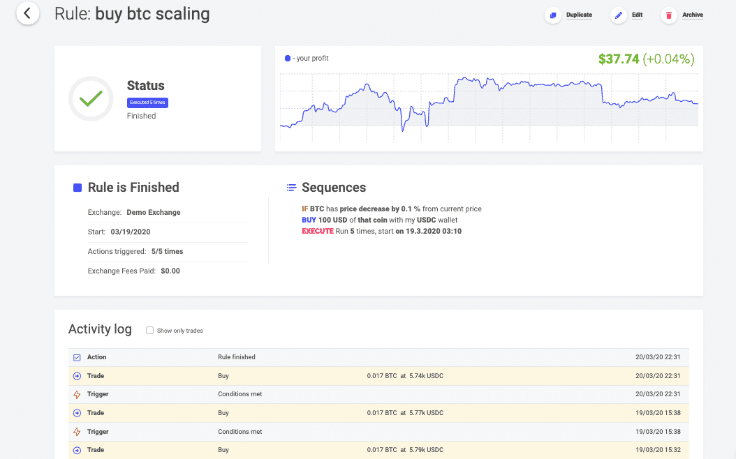 Coinrule interface