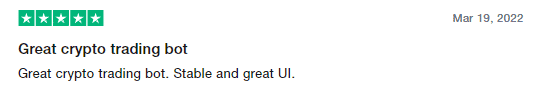 User review for CryptoHero on the Trustpilot site.